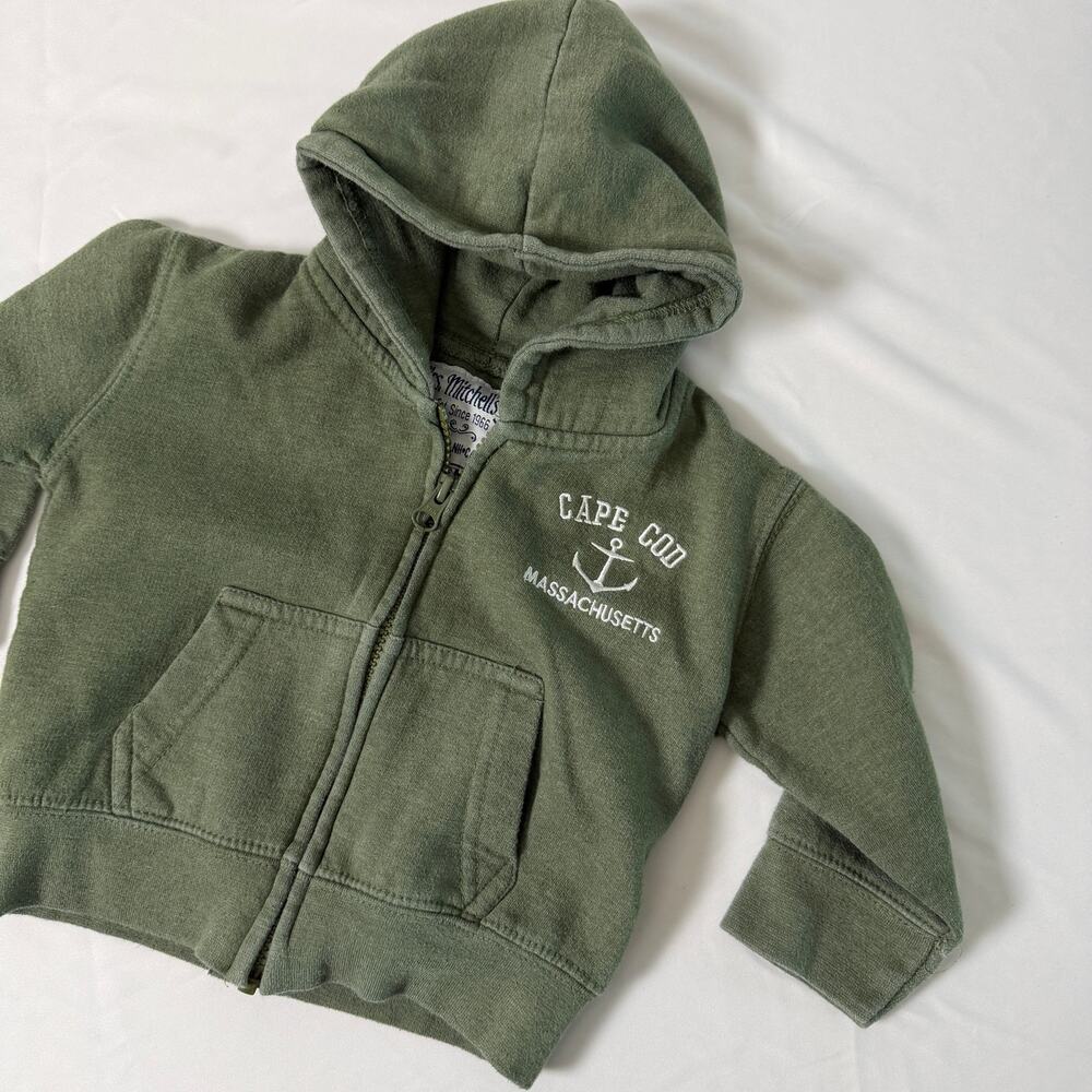Vintage Cape Cod, Massachusetts Green Hooded Zip-Up Sweater Sz 12mo